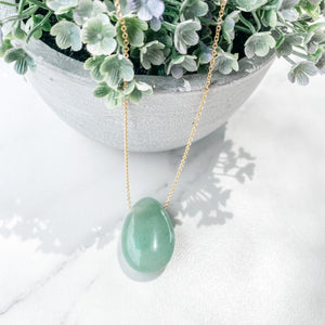 s1379 green aventurine crystal tear drop stone pendant necklace jewellery australia gemrox sydney 1