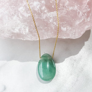 s1379 green aventurine crystal tear drop stone pendant necklace jewellery australia gemrox sydney 1