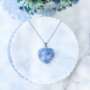 s1389 sodalite crystal heart shaped blue stone pendant necklace australia gemrox sydney 1