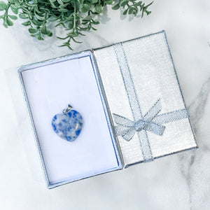 Sodalite Small Heart Shaped Stone Pendant or Necklace