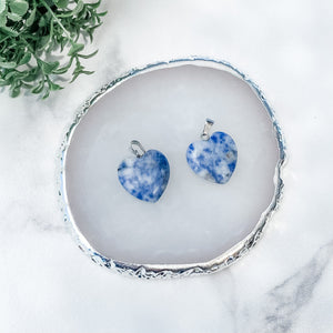 Sodalite Small Heart Shaped Stone Pendant or Necklace