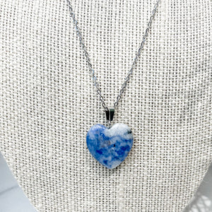 Sodalite Small Heart Shaped Stone Pendant or Necklace