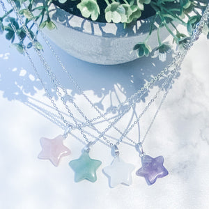 s1398 star shaped mini stone pendants necklaces rose quartz star green aventurine star clear quartz star amethyst star shaped carved pendant necklace australia 3