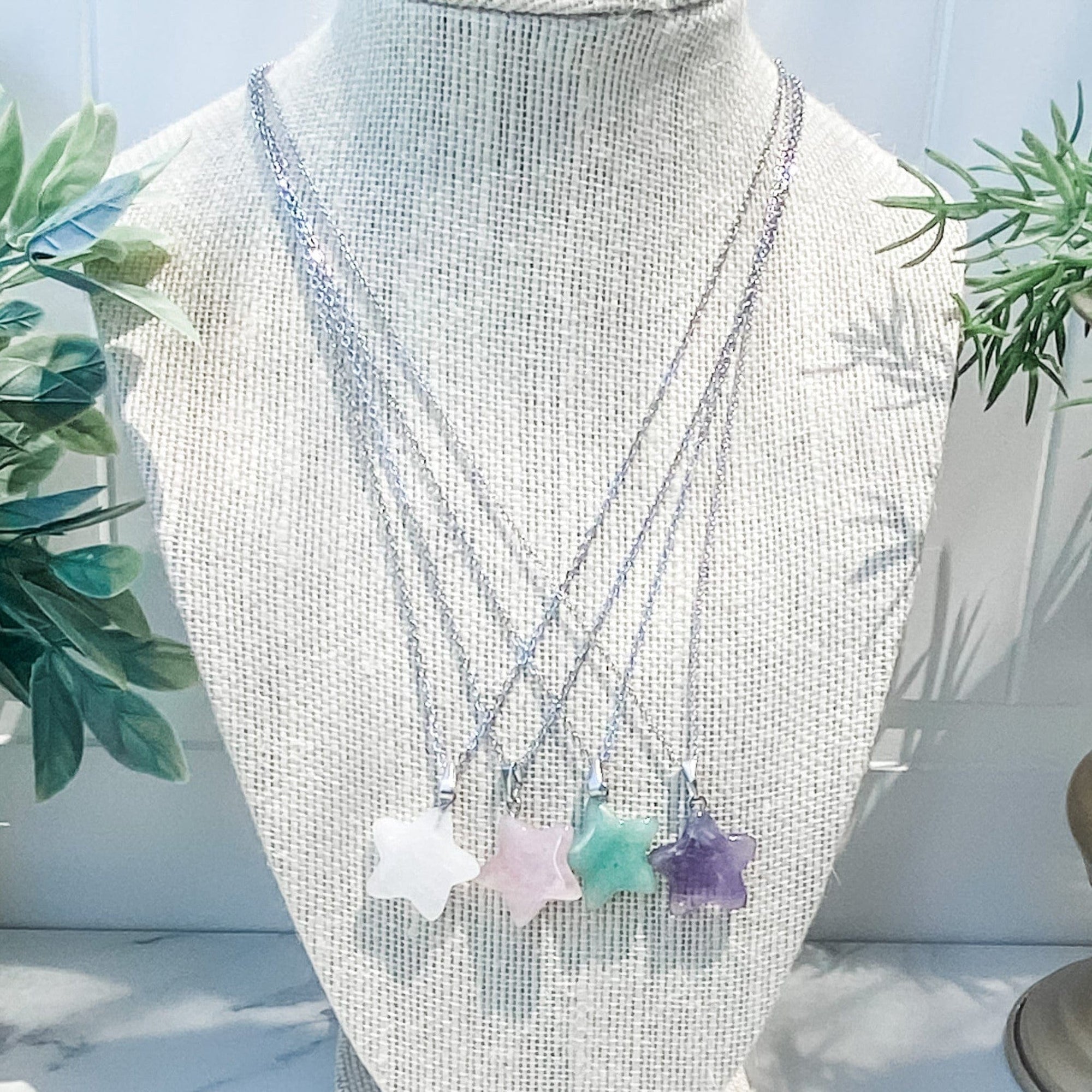 s1398 star shaped mini stone pendants necklaces rose quartz star green aventurine star clear quartz star amethyst star shaped carved pendant necklace australia 3