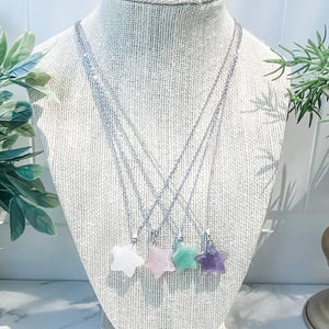 s1398 star shaped mini stone pendants necklaces rose quartz star green aventurine star clear quartz star amethyst star shaped carved pendant necklace australia 3