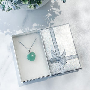 s1399 crystal heart shaped stone silver necklace 40cm rose quartz green aventurine amethyst australia gemrox sydney 1