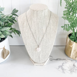 s1399 crystal heart shaped stone silver necklace 40cm rose quartz green aventurine amethyst australia gemrox sydney 1