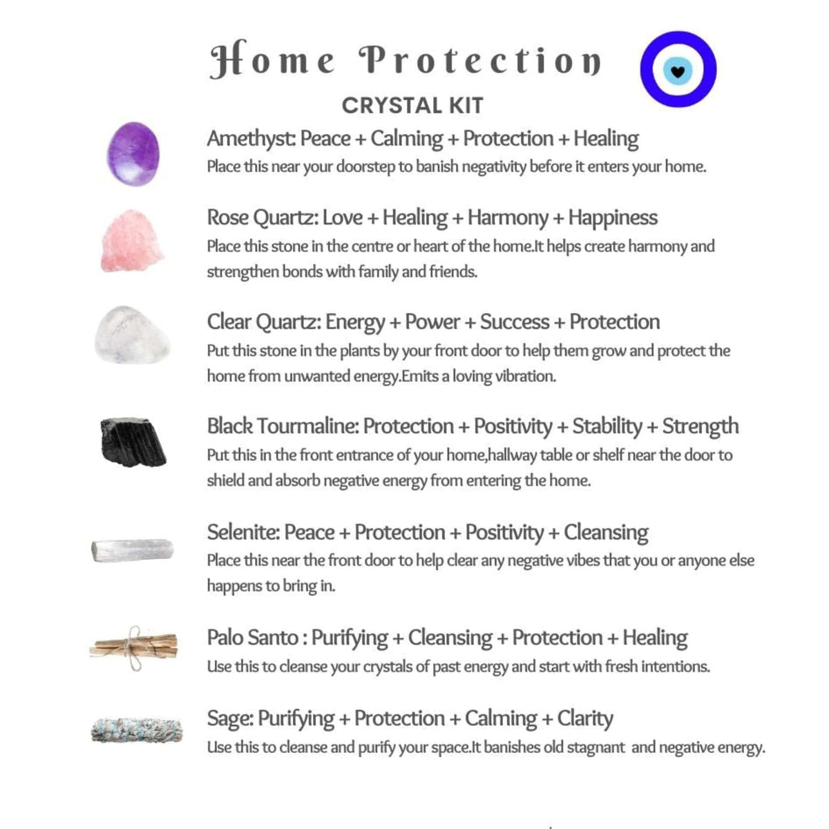 s1491 Evil Eye Home protection cleansing and harmony crystal kit australia. Home protection crystal kit australia.gemrox sydney 40