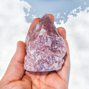 s1495 strawberry quartz crystal base cut half raw half polished tower generator point austalia. gemrox sydney 1