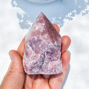 s1495 strawberry quartz crystal base cut half raw half polished tower generator point austalia. gemrox sydney 1