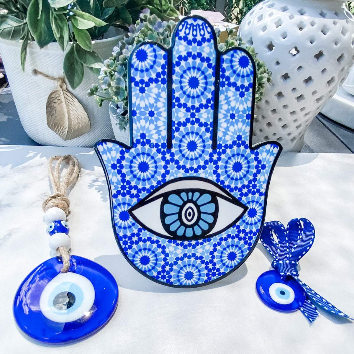 s1511 turkish evil eye hamsa hand 3 wall hanging glass medallion australia. evil eye hamsa hand home decor austalia. gemrox sydney 1
