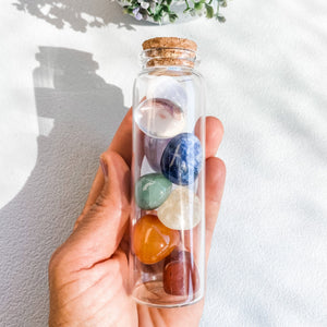 7 Chakra Stones in Glass Test Tube