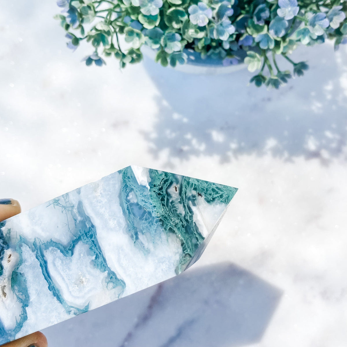 s1607 moss agate crystal tower generator australia. moss agate green crystal tower with druzy australia. gemrox sydney 1