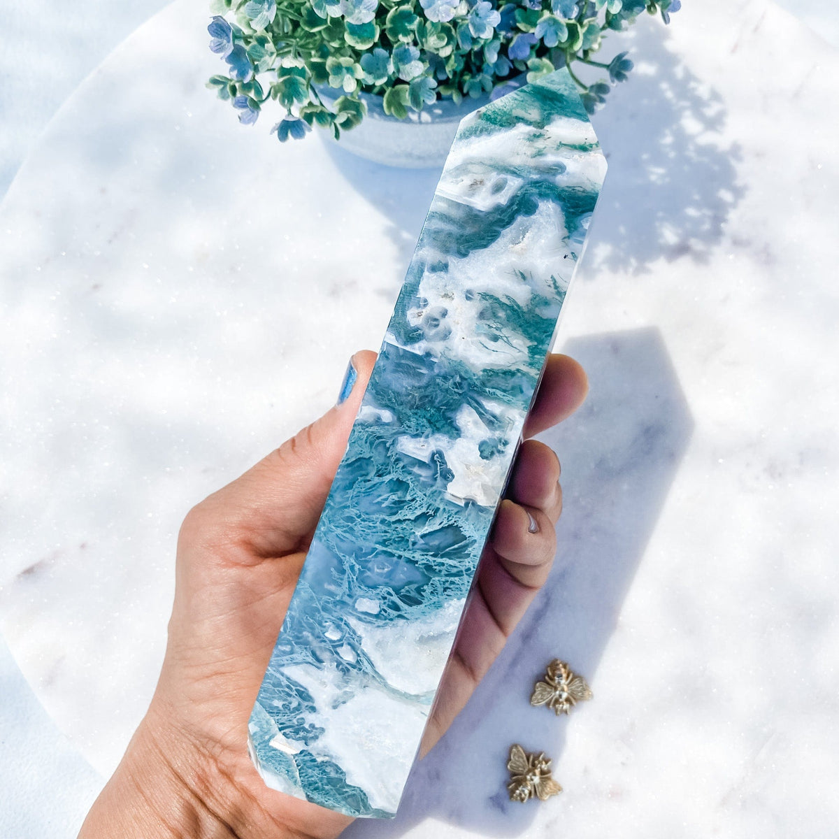 s1607 moss agate crystal tower generator australia. moss agate green crystal tower with druzy australia. gemrox sydney 1