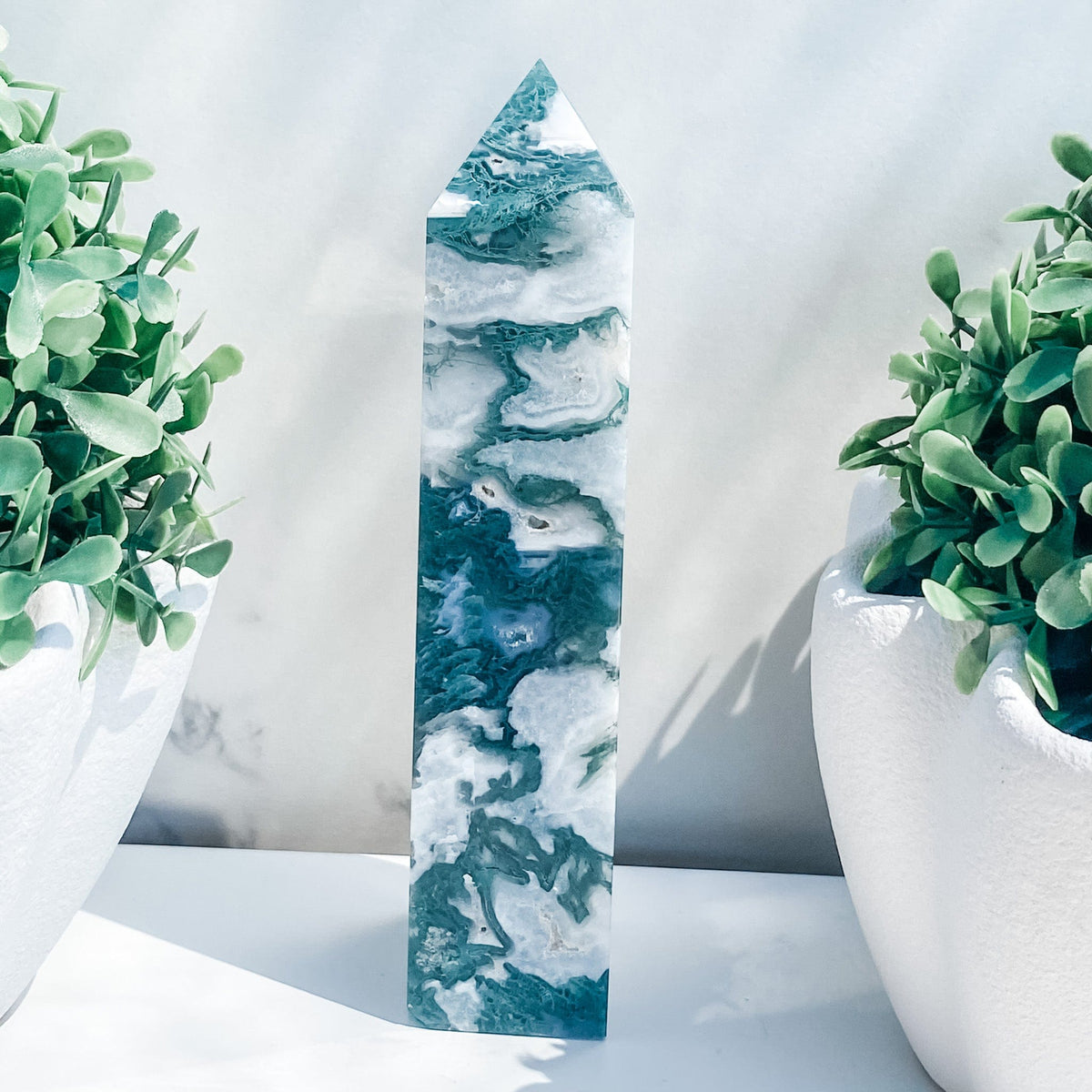 s1607 moss agate crystal tower generator australia. moss agate green crystal tower with druzy australia. gemrox sydney 1