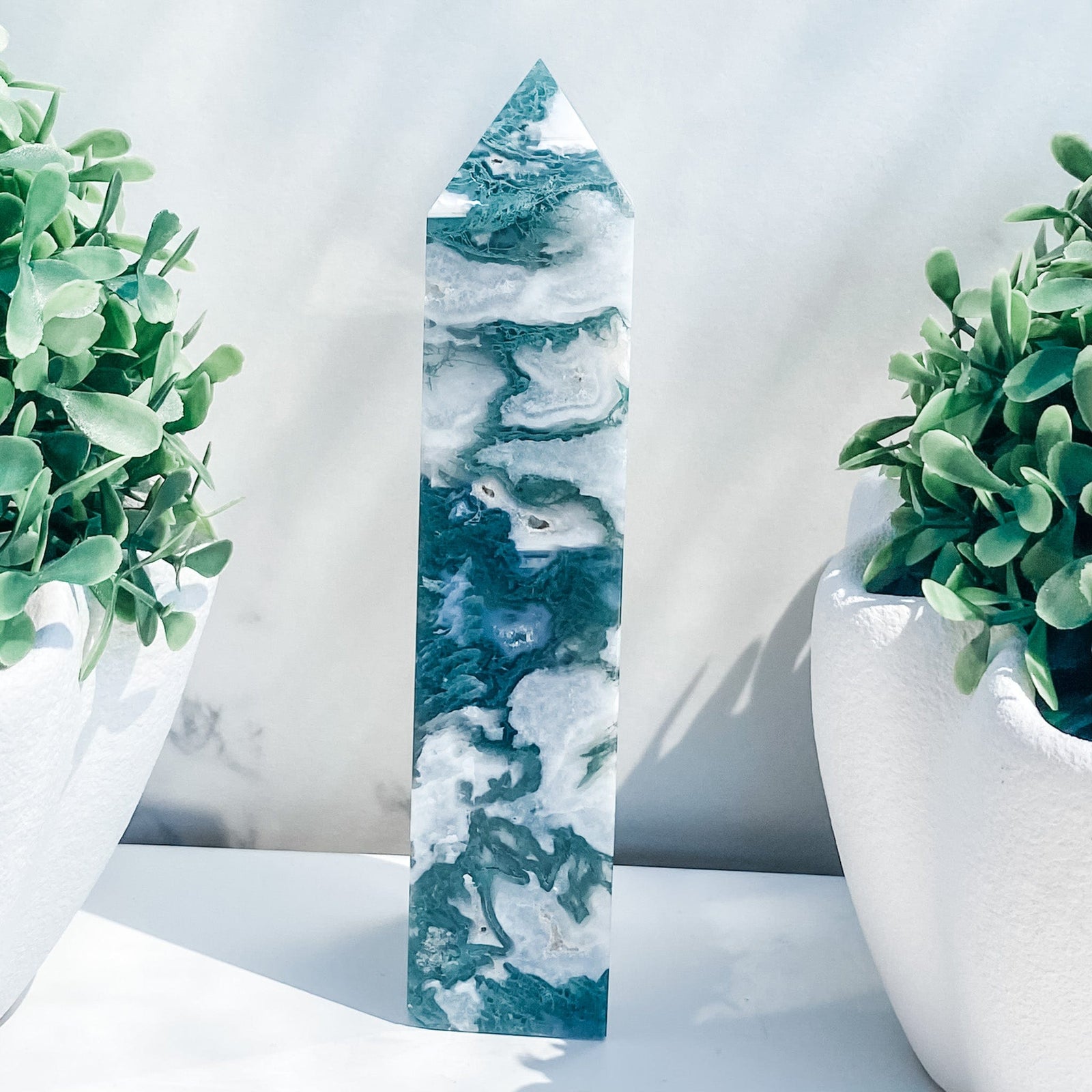 s1607 moss agate crystal tower generator australia. moss agate green crystal tower with druzy australia. gemrox sydney 1