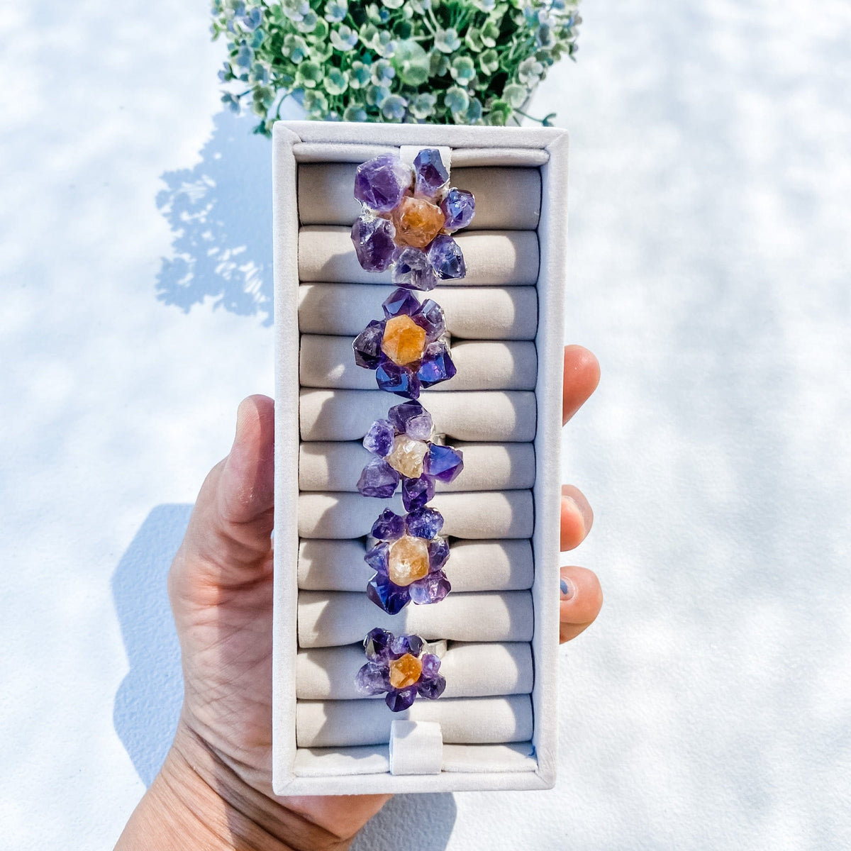 s1642 amethyst and citrine crystal stone adjustable silver metal ring australia. natural crystal and stone rings australia. gemrox sydney 25