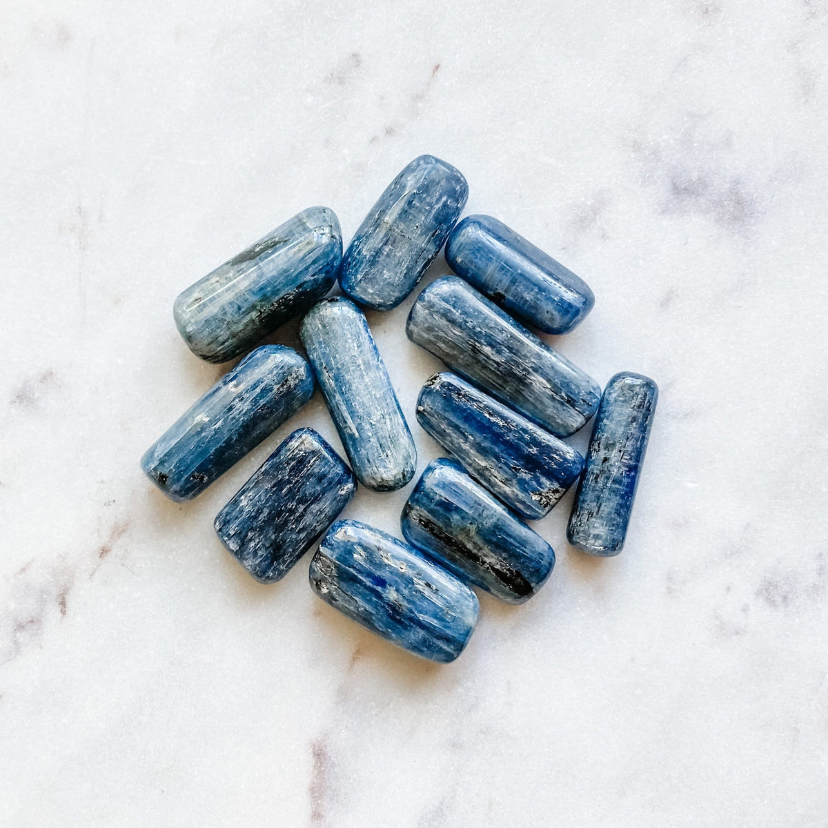 blue kyanite crystal tumbled oblong stone