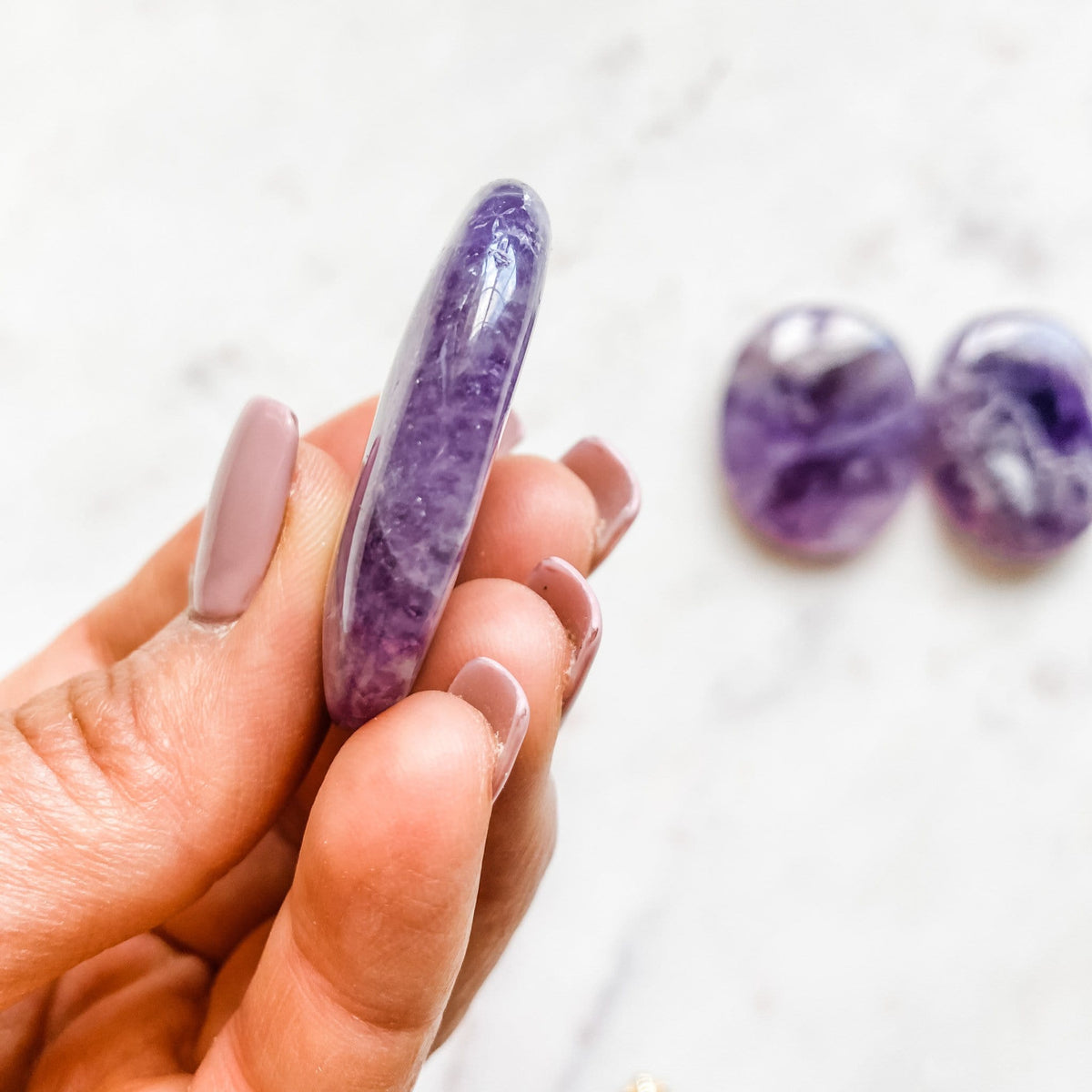 Amethyst crystal palmstone