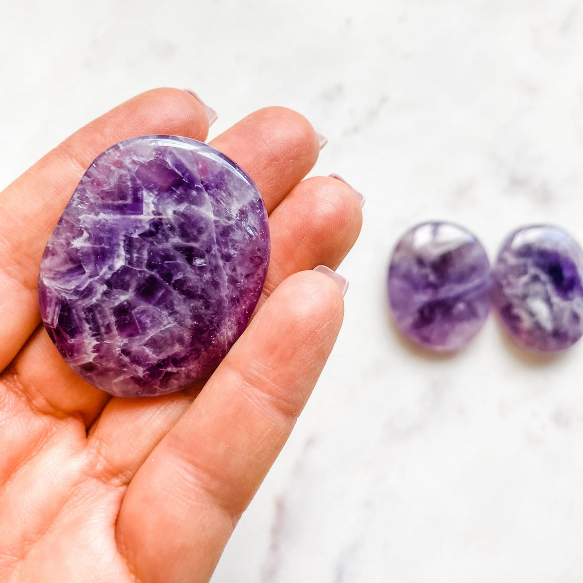 Amethyst crystal palmstone
