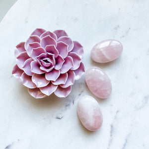 rose quartz crystal domed meditation worry stone palmstone healing australia