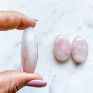 rose quartz crystal domed meditation worry stone palmstone healing australia