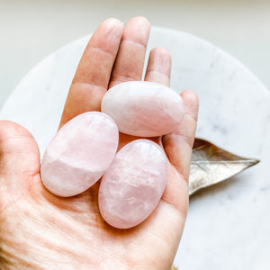 rose quartz crystal domed meditation worry stone palmstone healing australia