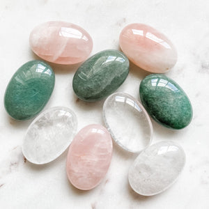 rose quartz crystal domed meditation worry stone palmstone healing australia