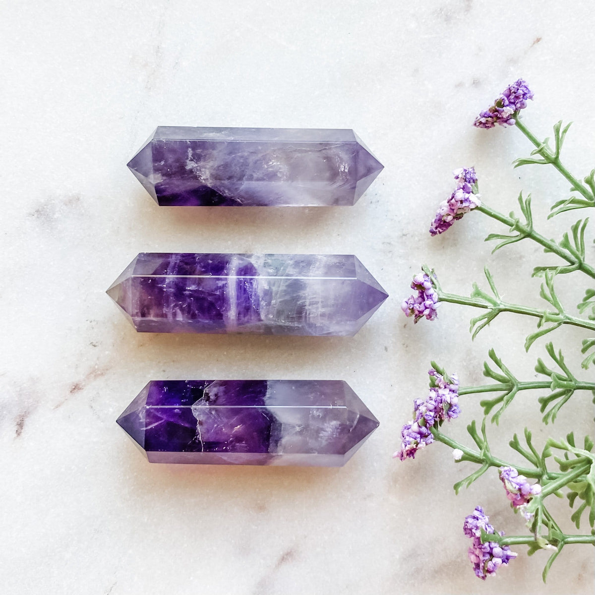 Amethyst crystal double terminated wand