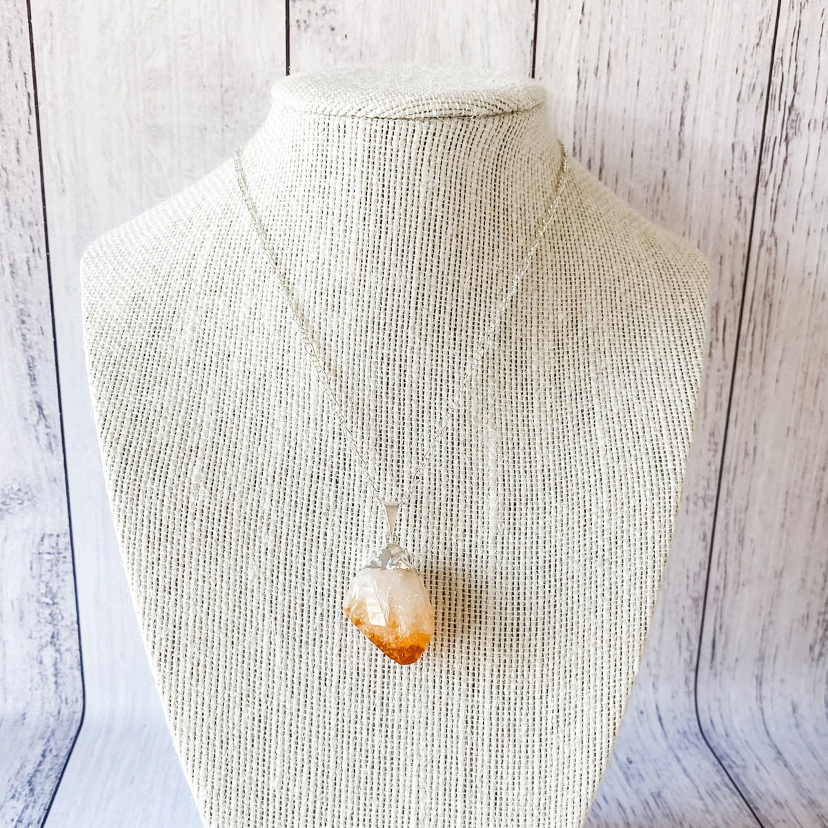 citrine crystal natural raw rough stone pendant Australia silver