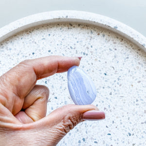 blue lace agate crystal stone tear drop pendant