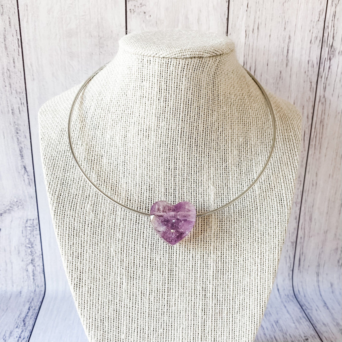 amethyst crystal heart pendant