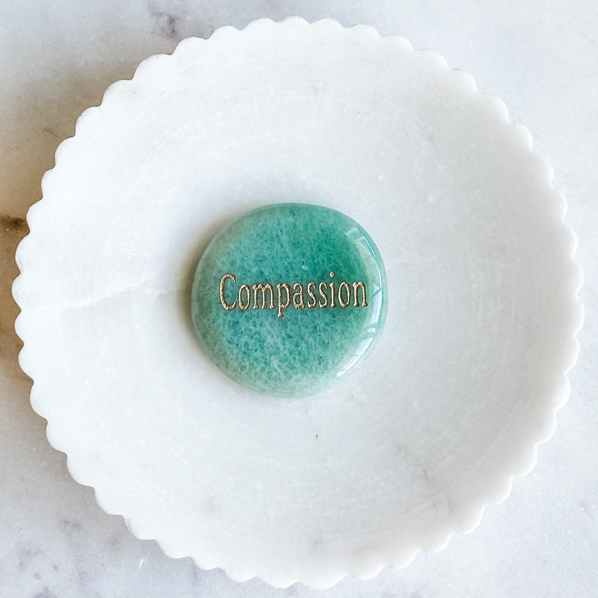 green aventurine crystal engraved inspirational palmstone compassion australia