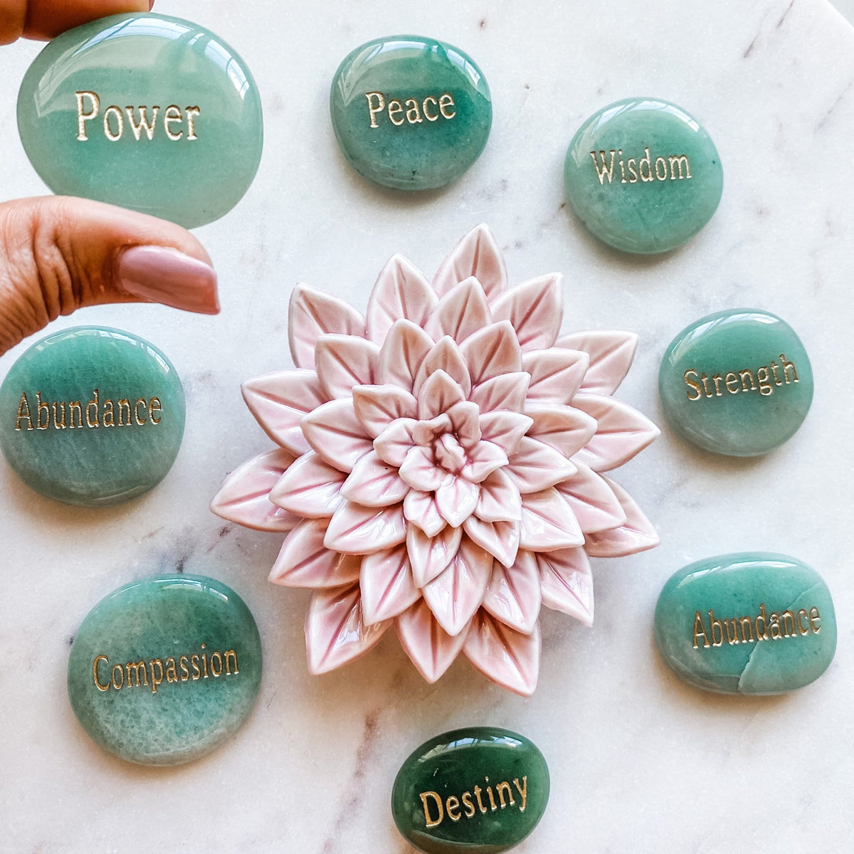 green aventurine crystal engraved power insprirational palmstone australia