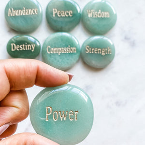green aventurine crystal engraved insprirational palmstone australia