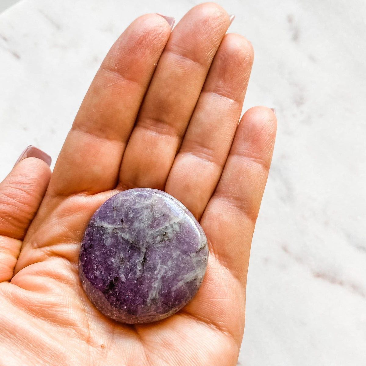 lepidolite crystal palmstone meditation worry stone australia