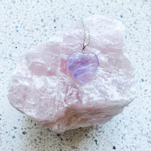 amethyst crystal heart pendant