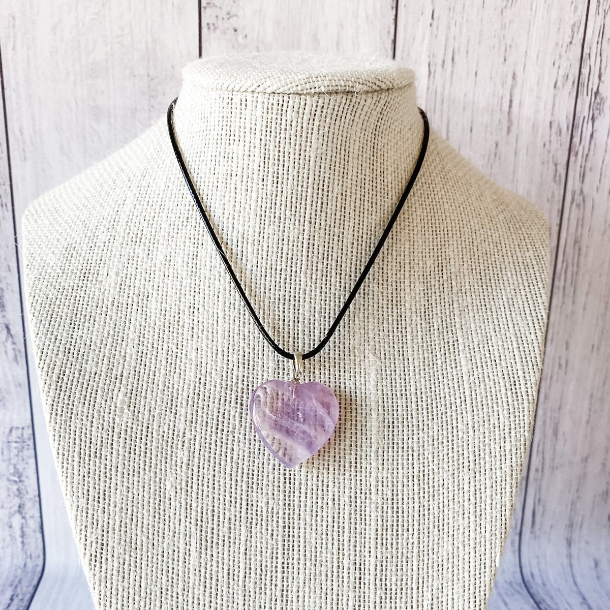 amethyst crystal heart pendant