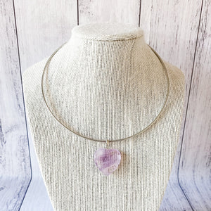 amethyst crystal heart pendant