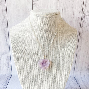 amethyst crystal heart pendant