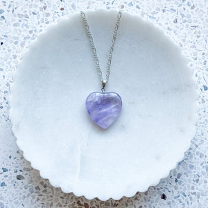 amethyst crystal heart pendant