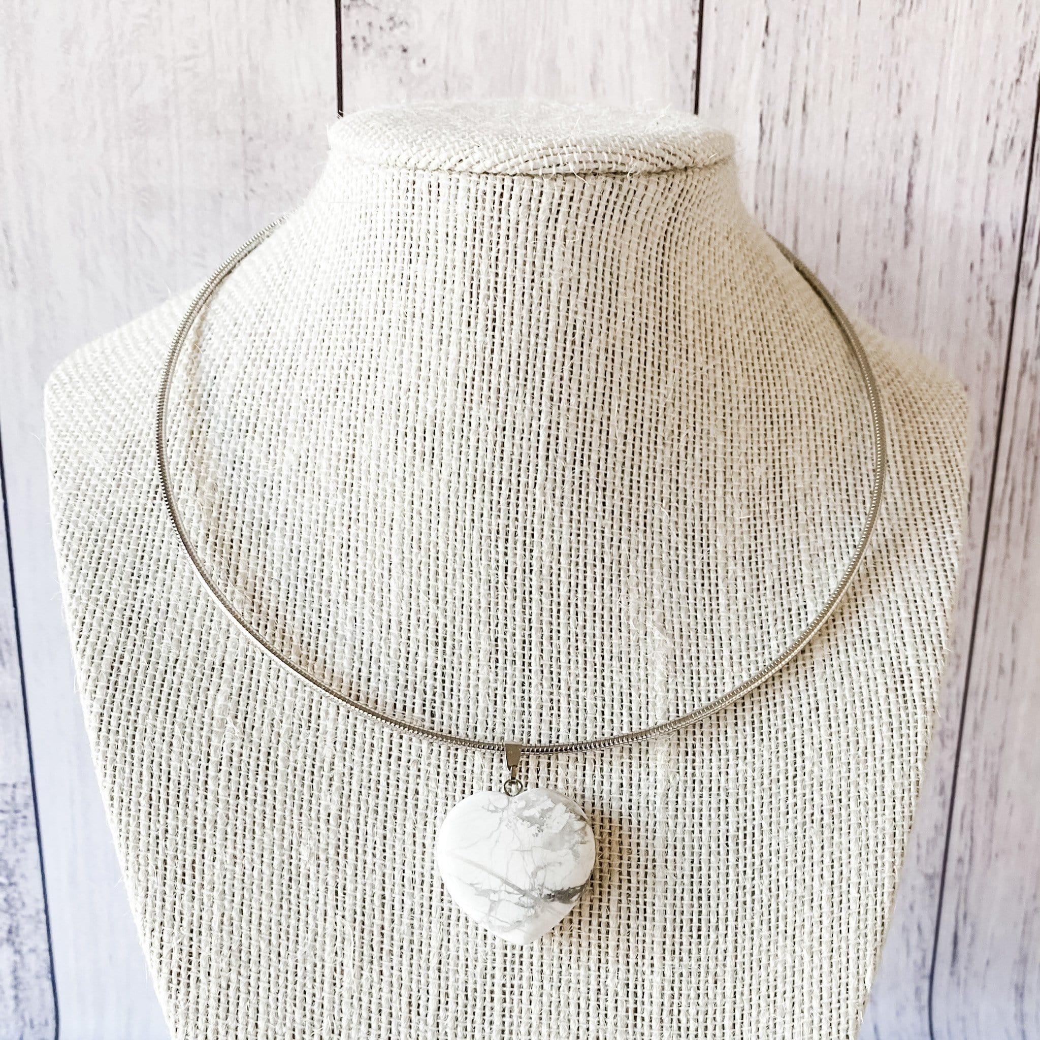 White Howlite Heart Pendant GemRox
