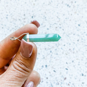 green aventurine crystal bullet point pendant sterling silver australia