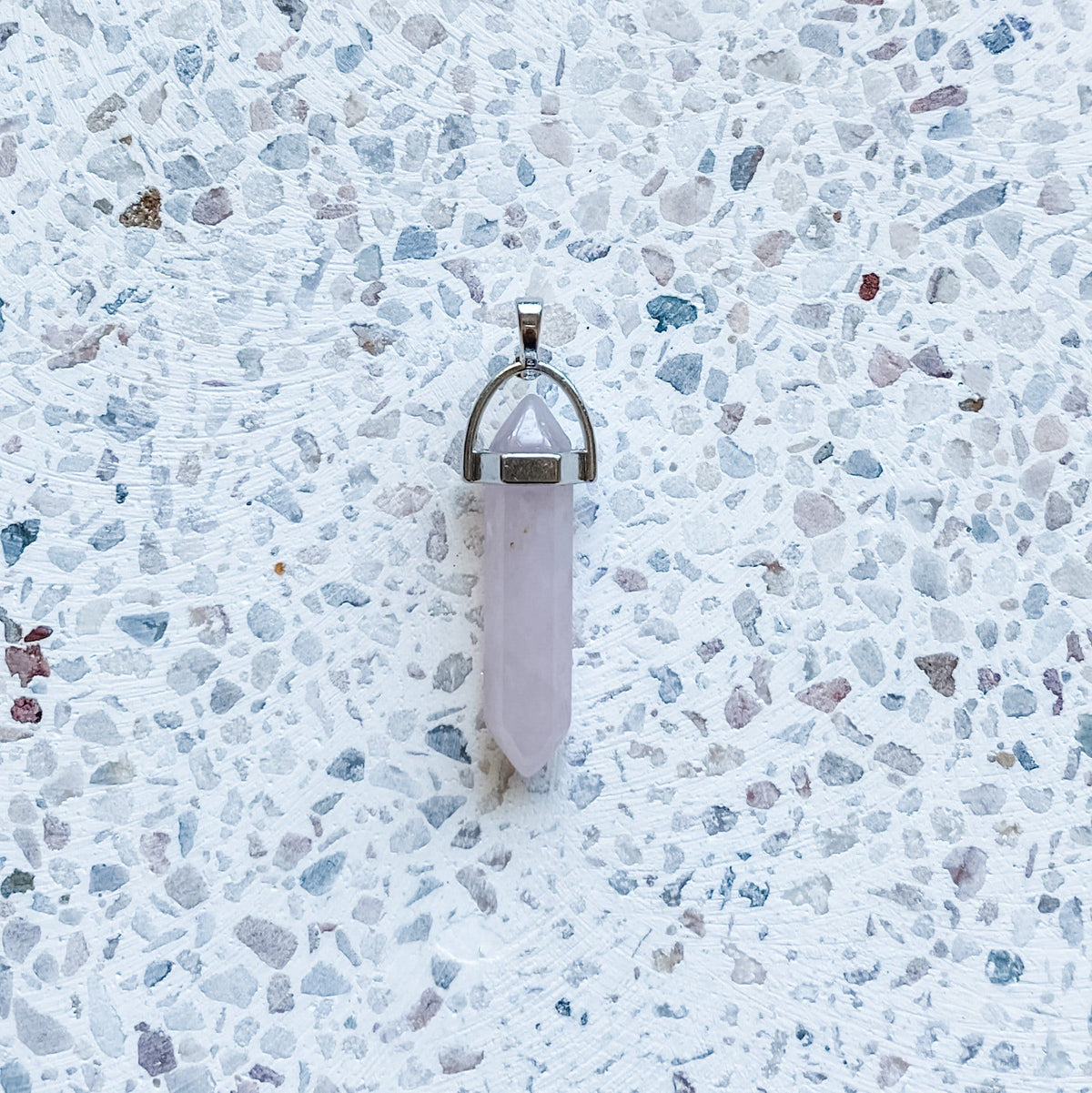 rose quartz crystal double terminated point pendant silver australia healing