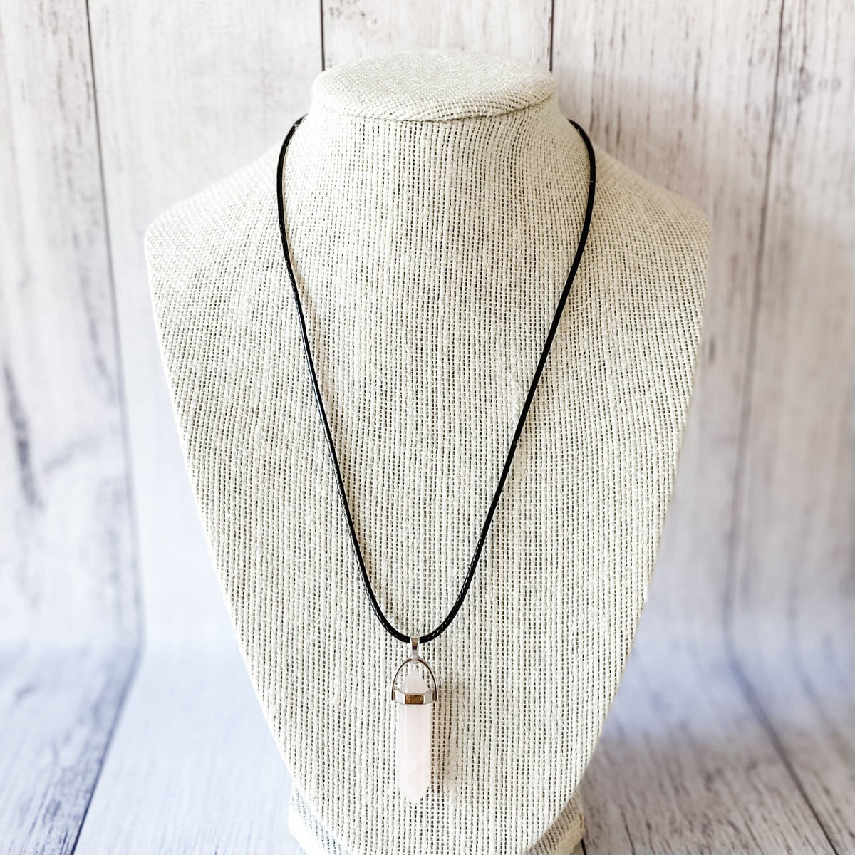 rose quartz crystal double terminated point pendant silver australia healing