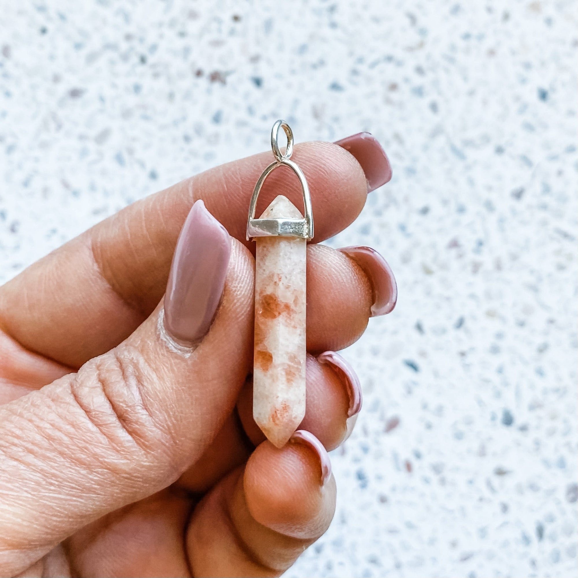 sunstone crystal double terminated point pendant choker necklace silver australia