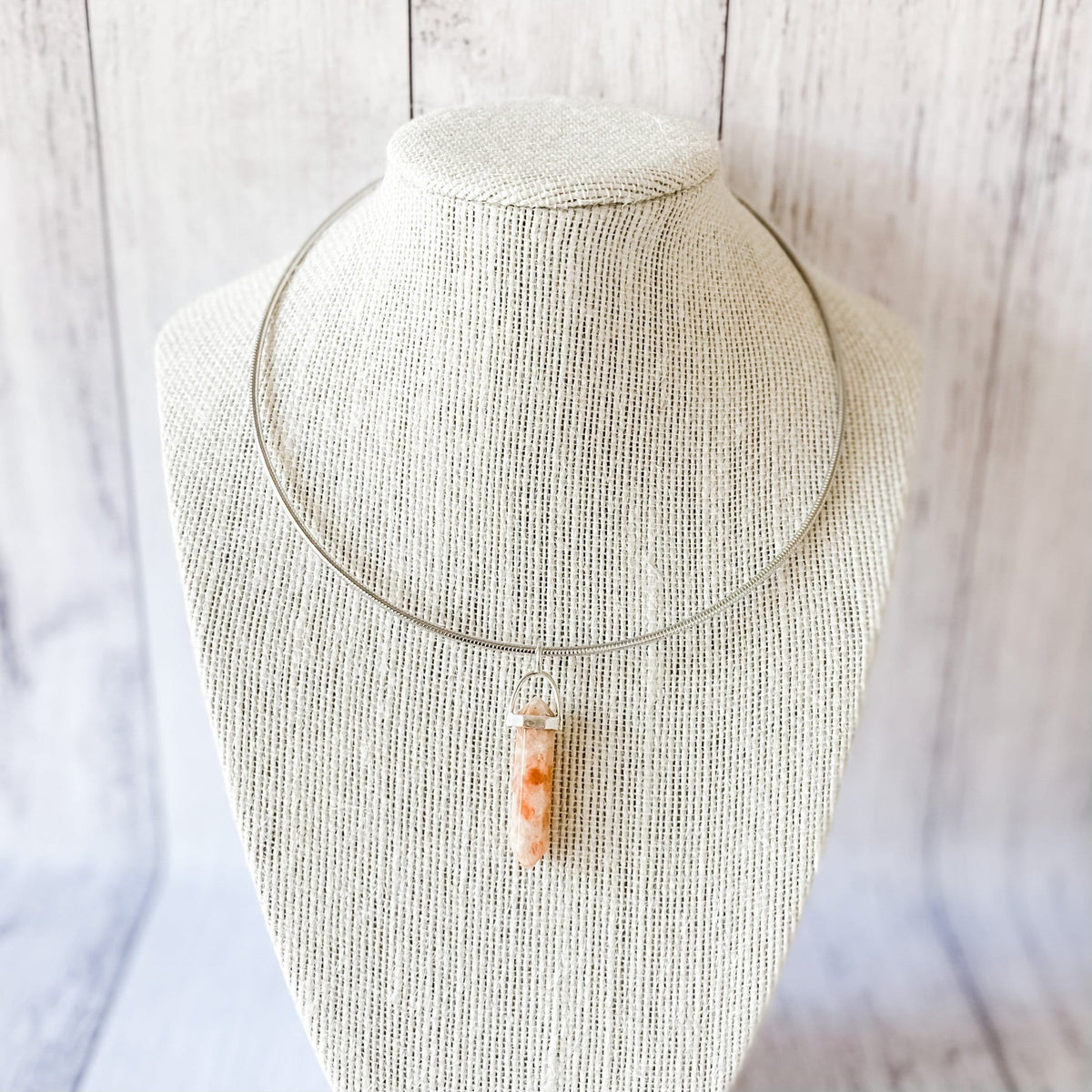 sunstone crystal double terminated point pendant choker necklace silver australia