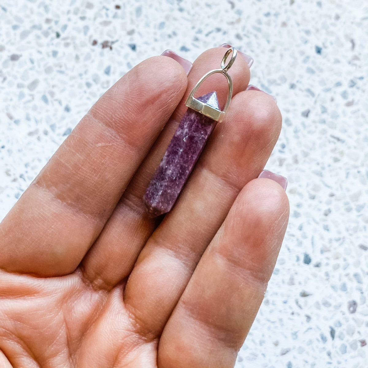 lepidolite crystal bullet point stone pendant australia