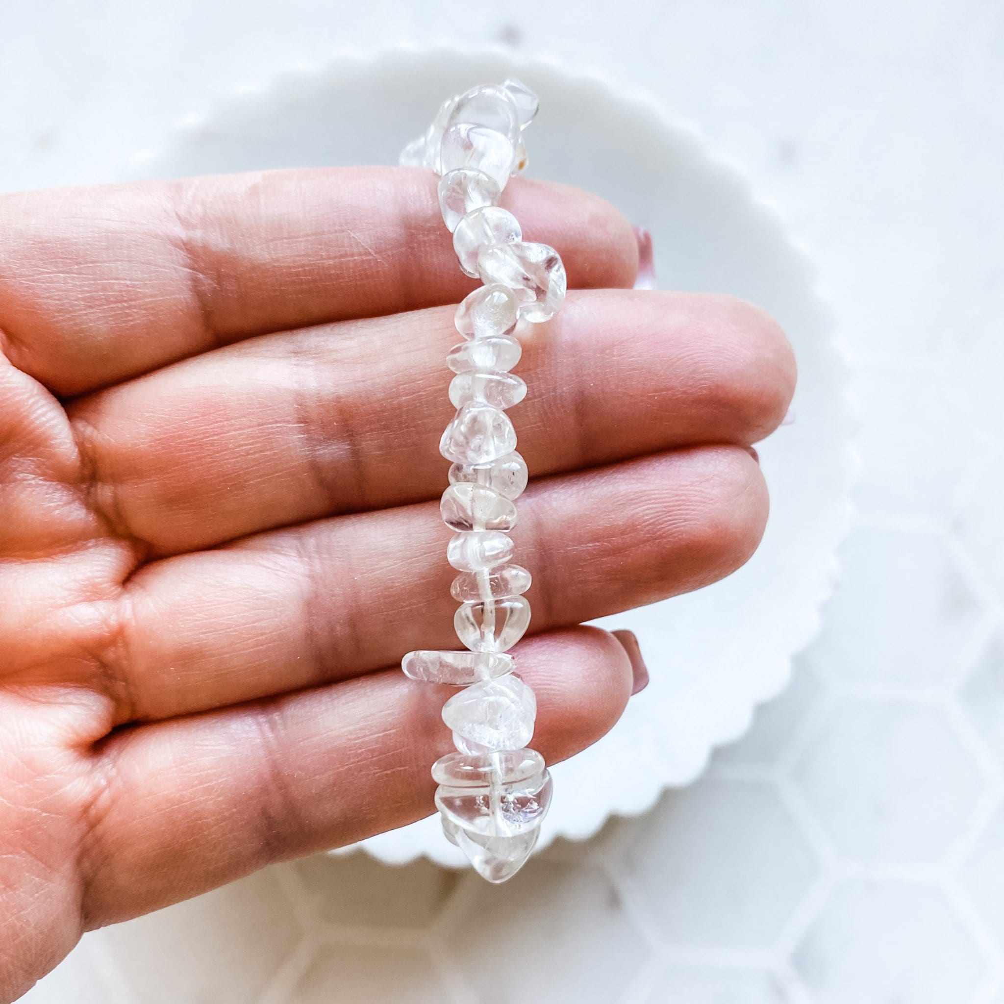 Clear Quartz Crystal Chip Stretch Bracelet GemRox