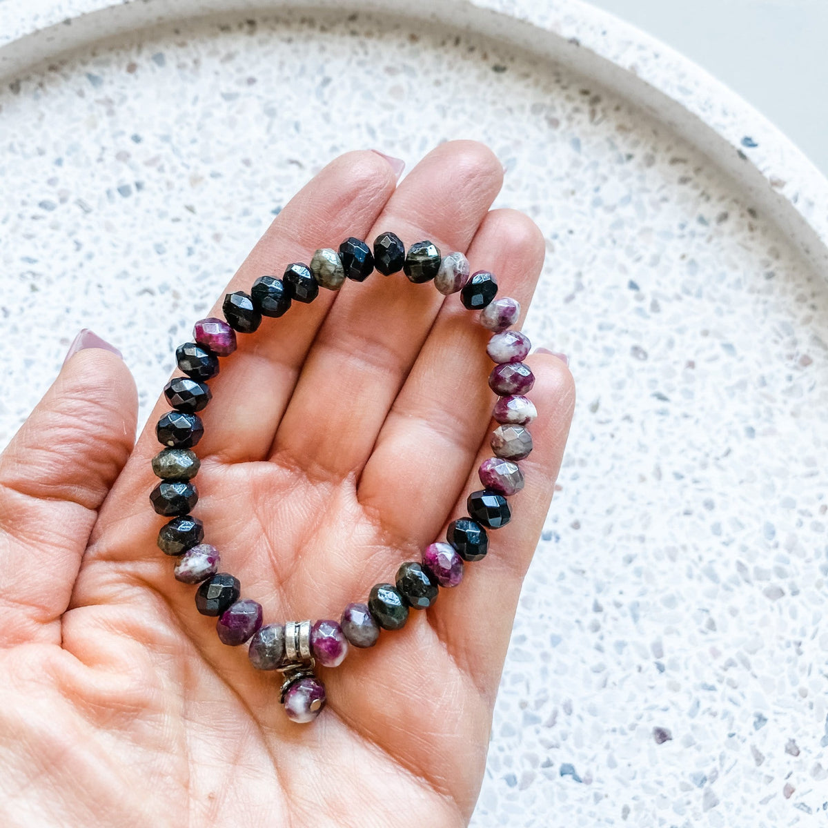Pink Tourmaline Stone Stretch Bracelet